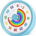HIPPIH Visual Timer for Kids, 60 Minute Countdown Timers for Classroom Kitchen Office, Rainbow Disk Desk Timer Clock with Silent Operation, Pomodoro Timer Time Management Tools for Toddler ADHD Blue