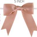 Meseey 50 Pcs 5 Inches Twist Tie Satin Ribbon Bows Pretied Premade Craft Bows for Treat Bags Gift Wrapping Basket Wedding Baby Shower Brithday Christmas Party (Rose Gold)
