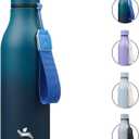 Insulated Water Bottle with Strap,18 oz Double Wall Stainless Steel Vacuum Bottles Metal Water Flask,Indigo Black