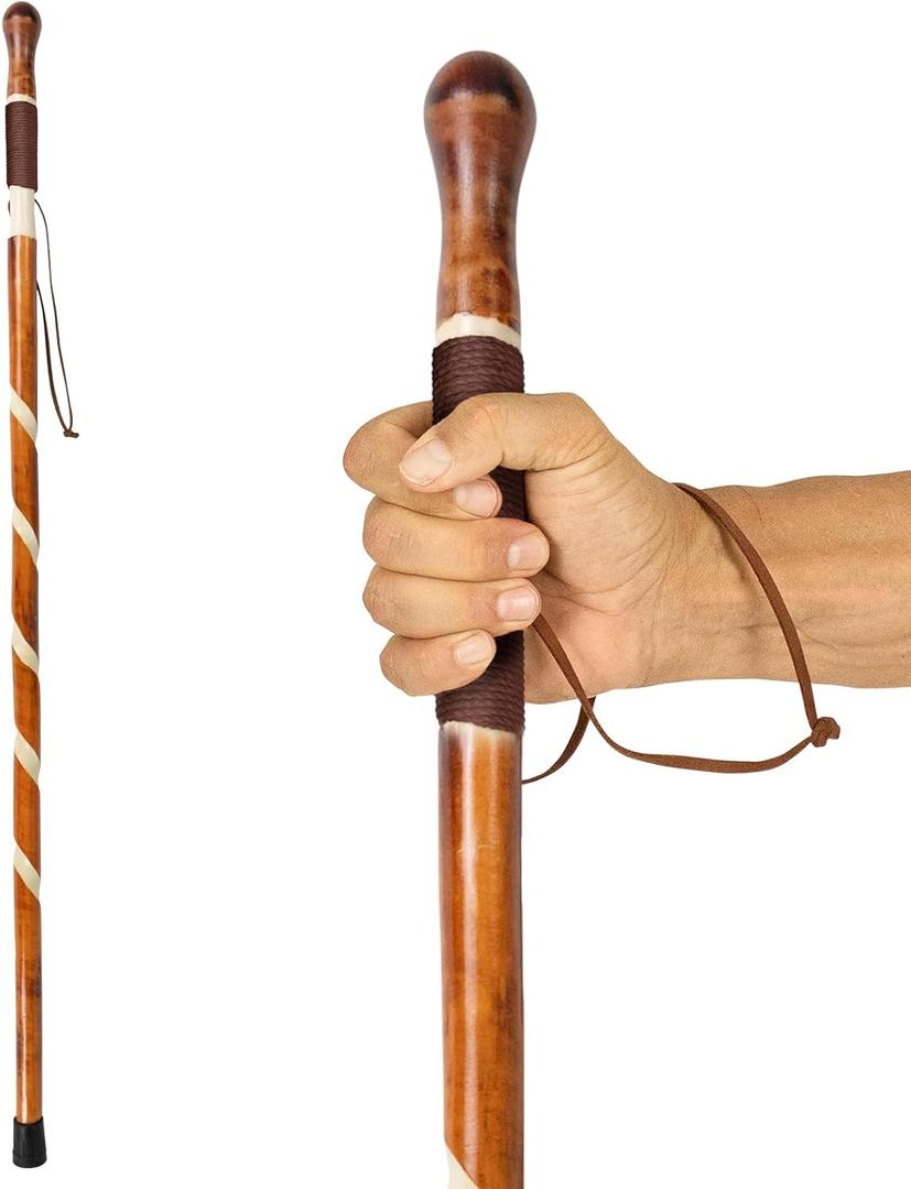 Vive Wooden Walking Stick - Willow Cane for Seniors Hiking & Balance - Heavy Duty Carved Twisted Wood Sticks for Men & Women - Stylish Support Pole for Outdoor Trekking & Weight Bearing (48")