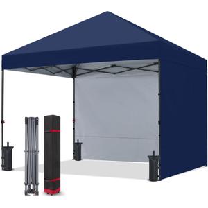 COOSHADE Pop Up Canopy Tent 10x10 with 2 Sidewalls, Outdoor Shade Instant Canopy Tents(Navy Blue)