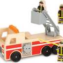 Melissa & Doug Wooden Fire Truck with 3 Firefighter Play Figures