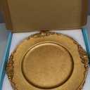 MAONAME Antique Gold Charger Plates, Round Antique Plate Chargers for Dinner Plate, 13" Plastic Charger for Plates, Wedding Table Setting, Set of 6