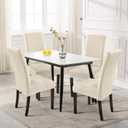 SearchI Dining Room Chair Covers Set of 4, Stretch Jacquard Parsons Chair Slipcovers Super Fit Removable Washable Kitchen Chair Protector Cover for Dining Room, Hotel, Ceremony (Beige Rhombus)