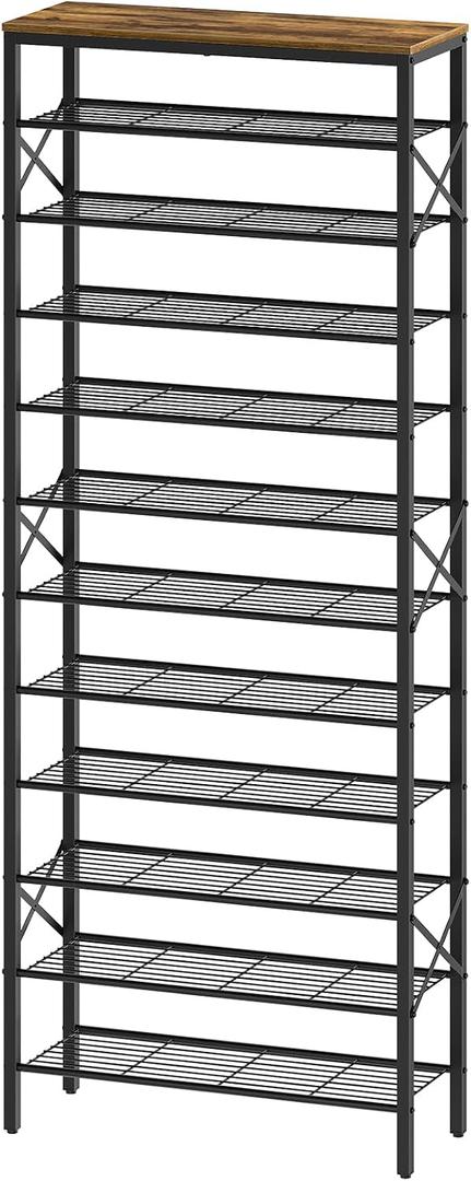 YATINEY 12 Tier Shoe Rack, Large Capacity Shoe Storage Organizer Holds 48 Pairs, Sturdy and Stable, for Entryway, Hallway, Closet, Dorm Room, Rustic Brown SS12BR, 27.8" x 10.8" x 79.3"