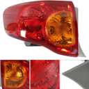Silscvtt Driver Side Outer Rear Brake Tail Light Assembly Replacement for Toyota Corolla 2009 2010 Red Lens Left Tail Lamp 8156002460 TO2800175