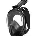 G2RISE Full Face Snorkel Mask Adults Snorkeling Set Gear for Kids with Detachable Camera Mount, Safe Breathing, Anti Fog Anti Leak (S/M, Black)
