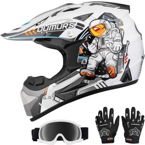 OUMURS Kids ATV Helmet DOT Approved for Boys & Girls Ages 5-14, Kids Dirt Bike Helmet for Off-Road, ATV, UTV, Street Riding Large