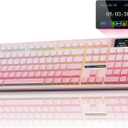 AULA F108 PRO - Wireless Mechanical Keyboard with Screen & Knob,Full Size Keyboard with 8000mAh Battery,Pre-lubed Switches,Side Printed PBT Keycaps,RGB Backlit Hot Swappable Custom Pink Keyboards