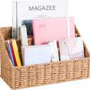 DINGTAI Woven Mail Organizer Countertop, 12 Inch Mail Organizer Basket for Bill and Pen, Farmhouse Desk organizers and storage