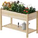 PULIJIAJU Wooden Raised Garden Bed ，Planter Box with Legs, Wooden Planter -Grow Herbs and Vegetables Outdoors – Naturally Rot-Resistant - Unmatched Strength Lasts Years (Natural-M)