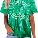 St Patrick's Day Clover T-Shirt Women Blessed Lucky Irish Shamrock Green Tshirts Lucky Mama Graphic Tee Tops (L)