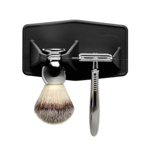 TOOLETRIES The Maverick Silicone Razor & Brush Holder Holder - The Best Safety Razor Stand. This Will Prolong The Life of Your Shaving Brush - Charcoal