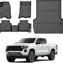 Mixsuper Floor Mats for 2023-2026 Chevrolet Colorado/GMC Canyon Crew Cab (Only for 5FT Bed), All Weather Truck Bed Liner and 2 Row Floor Liners Accessories Set Black