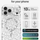 ZAGG Milan Snap Case for iPhone 17 Pro Max - White Boho Blossom, Graphene Strengthened Phone Case with Drop Protection (13ft/4m), Textured Edges & Sparkle Design, MagSafe Charging Compatible