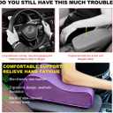 Car Armrest Cushion, Soft Memory Foam Auto Armrest Pillow with Storage Bag, Leather Center Console Arm Rest Padded Cushion with Phone Holder, Universal Car Accessories (Purple)