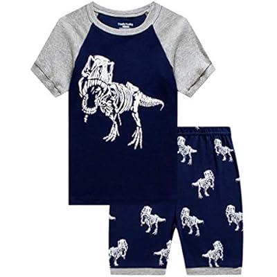 KikizYe 4 Piece Big Boys Space Pajamas Short Sleeve Cotton Kids Pjs Size 8