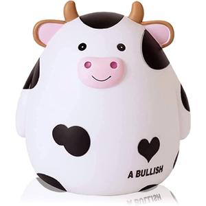 H&W Cow Piggy Bank, L Size, Unbreakable Coin Box for Kids, Cute Animal Money Bank Birthday for Boys Girls,Coin Saving Boxes (White)