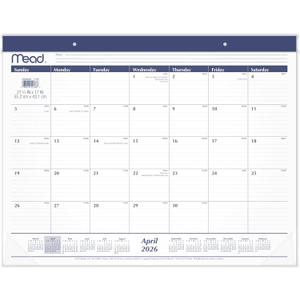 Mead Desk Calendar 2026-2027 Planning Pad, Academic 15-Month April-June, Monthly, 21.75" x 17" Standard, Ruled Daily Block (CAM92020)