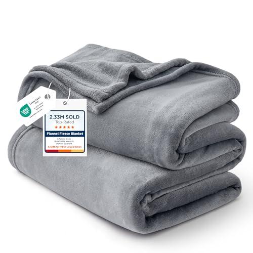 Bedsure GentleSoft Fleece King Size Blankets for Bed Grey - Soft Lightweight Plush Cozy Fuzzy Luxury Warm Spring Blanket Microfiber, Room Home Decor Gifts for Women and Men, 108x90 inches
