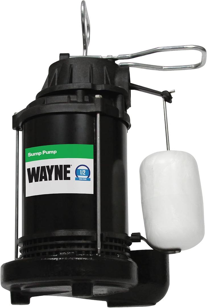 WAYNE CDU800 1/2 HP Submersible Sump Pump Cast Iron & Stainless Steel, Vertical Float Switch, 5,100 GPH