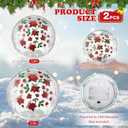 Set of 2 Christmas Lighted Decorative Glass Ball 5.9'' 4.7'' Red Poinsettia Flower Crackle LED Lights for Tabletop Decoration Globe Lamp Battery Operated for Holiday Indoor Party Table Gift