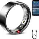 Mirlray Smart Ring for Women & Men, Smart Ring Health Tracker, Blood Oxygen & Heart Rate Monitor Sleep Ring, Waterproof Fitness Ring, Long Lasting Battery Smart Rings (Black, #10)