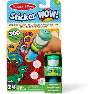 Melissa & Doug Sticker Wow! Sticker Stamper and 24-Page Activity Pad, 300 Stickers, Arts and Crafts Fidget Toy Collectible Character Dinosaur - for Kids Ages 3+ - FSC Certified