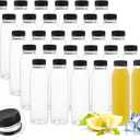 30 Pack 12 oz Empty Plastic Juice Bottles with Caps Reusable Clear Beverage Containers with Black Tamper Evident Lids, Brush, Funnel for Juice, Milk, Water, Coffee