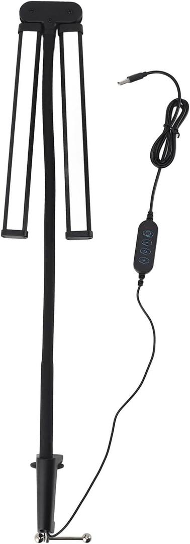 Double Head LED Desk Lamp, 3 Colors Stepless Dimmable Table Light Dual Swing Arm Light Desk Flexible Gooseneck Desk Lighting for Home Office USB 5v Plug in 10w