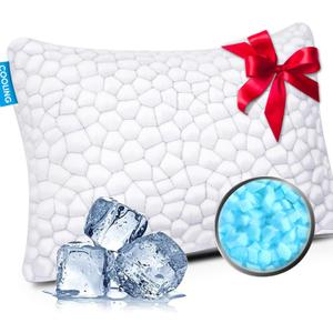 SUPA MODERN Cooling Pillow for Sleeping, Shredded Memory Foam Pillows, Adjustable Cool Pillow for Side Back Stomach Sleepers, Luxury Gel Pillows Standard Size, Gifts for Women Men