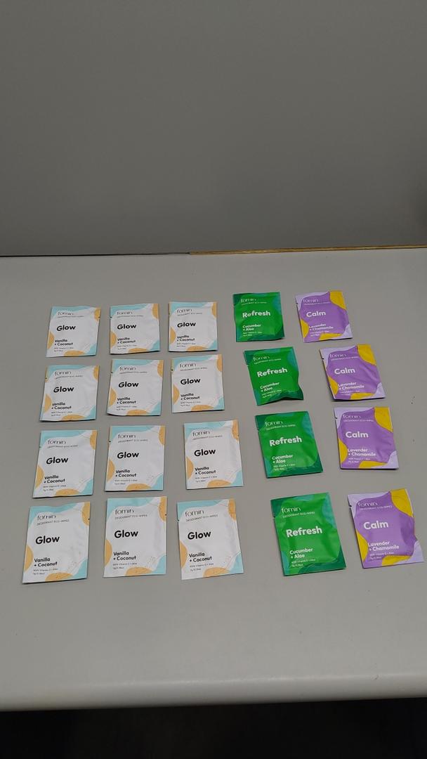 FOMIN Travel Deodorant Wipes - 20 Count - Variety Pack - pH Balanced, Hypoallergenic Mini Deodorant Wipes For Women and Men - Plastic-Free, Individually Wrapped Underarm & Body Wipes