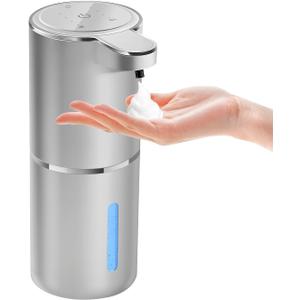 Automatic Foaming Soap Dispenser - Hand Free Pump Touchless Soap Dispenser USB Rechargeable Dispenser with 380ml, 4levels Adjustable Dispenser for Bathroom Kitchen