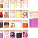 Spice Jar Set,2.5oz 20 Piece Glass Jar with Bamboo Airtight Lids and Labels, Mini Clear Food Storage Containers for pantry, kitchen canisters for Tea, Herbs, Sugar, Salt, Coffee