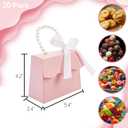 ZOOFOX 20 Pack Pink Treat Boxes for Girls, Small Valentines Candy Box Party Favors with Pearl Handle and Ribbon, Gift Boxes for Princess Pink Party, Baby Girl Shower, Wedding Decoration Supplies, 1 Count