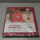 ZOBER Christmas Ornament Storage Box - Stores 64 3" Ornaments, With Dividers - Ornament Organizer Storage Box, Durable Christmas Containers Holder, Dual Zipper - Red