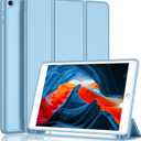 iMieet iPad 9th Generation Case 2021/iPad 8th Generation Case 2020 10.2 Inch with Pencil Holder, iPad 7th Gen 2019 Case with Soft Baby Skin Silicone Back, Auto Wake/Sleep Cover (Azure Blue)