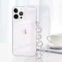 Bonitec Compatible with iPhone 14 Pro Max Case Clear for Ladys, Girls and Women Bracelet 3D Glitter Sparkle Bling Strap Luxury Shiny Crystal Rhinestone Diamond Silver Chain Protective Cover, Clear