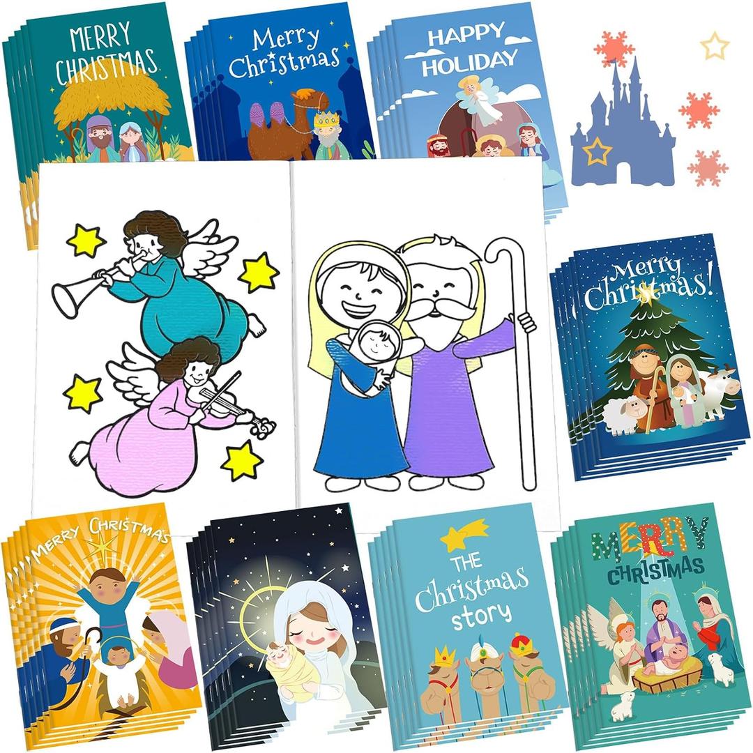 Yinder 40 Pcs Christmas Nativity Coloring Books Christian Bible Drawing Book Nativity Story Christmas Books Religious Prizes for Party Sunday Church Bag Filler