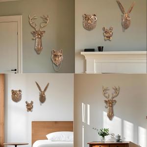 OrnaZest Animal Heads Wall Decor, Sculptures Wall Decor, Resin Wall Hanging Decoration for Living Room Bedroom Kitchen Gift,Deer