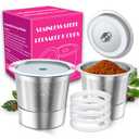 Reusable K Cups for K eurig 1.0 & 2.0 Coffee Makers, 1-Hole Stainless Steel Reusable Coffee Pods, Refillable K Cup Filter for K-Mini/Express/Classic/Elite, Leak Proof, BPA Free, Easy to Clean, 2 Pack