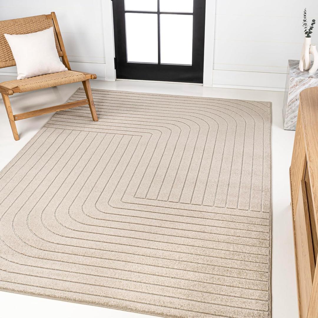 JONATHAN Y Odense High-Low Angle Beige/Cream 5x8 Indoor/Outdoor Area Rug for Patio, Backyard, Living Room, Bedroom, Office, Hose-Washable (SCN101E-5) (5'3" x 7'7" (Rectangular))