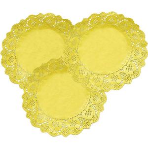 12 Inch Gold Paper Doilies Lace Round Foil Paper Placemats Doily Paper Pad for Cakes Desserts Crafts Party Wedding Tableware Decoration (100 Pack)