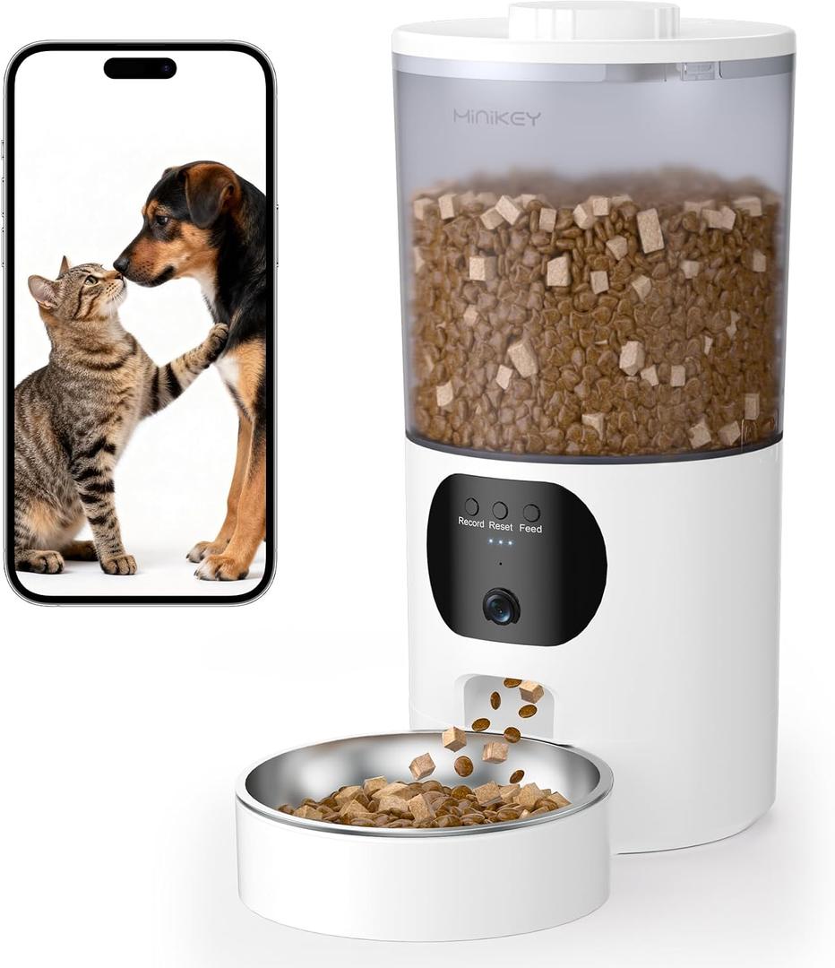 Automatic Cat Feeder with 2K Camera, 5G WiFi 6.5L Smart Pet Feeder for Cat & Small Dog, Automatic Dog Feeder with Night Vision, 2-Way Audio, Motion Detection, Feeding Schedule & App Control