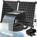 POPOSOAP 55W Solar Pond Waterfall Spillway with Pond Pump, Pond Spillway with 304 Stainless Steel & Filtration System & 9.8FT Tube for Pond Fountain Waterfall Garden Water Features-P5552S
