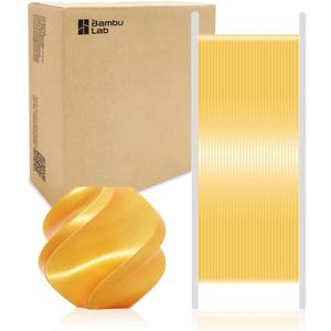 Bamboo Original PLA Silk+ Filament Glossy Silk Texture, Shiny, Stronger Interlayer Bonding for Bambu Lab A1/A1 MINI/X1/X1C/P1P/P1S/AMS. 1.75mm High Speed&Easy Printing with RFID 1KG (Gold 13405)