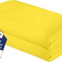 Royale Linens Twin Flat Sheet - Ultra Soft Brushed 1800 Microfiber Flat Sheets Only - Wrinkle Free & Stain Resistant - Hotel Quality Top Sheet for Bed (Twin, Yellow)