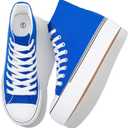 Waluzs Platform Sneakers for Women Womens Fashion High Top Sneakers Women's Canvas Platform Shoes Casual Lace Up Tennis Shoes (6, Dark Blue)