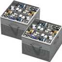 Aokeyee Shoe Organizer for Closet,2 Pack Foldable Shoe Storage Organizer Box Bin with Adjustable Dividers and Clear Cover, Fits up to 16-32 Pairs