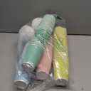 Whaline 100 Pcs Spring Pastel Color Disposable Coffee Cups with Lids Paper Cups 12 Oz Yellow Pink Blue Green Corrugated Ripple Wall Insulated Hot Cup for Spring Summer Home Office Party Supplies